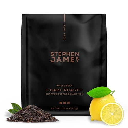 Stephen James Coffee, Premium Bagged Dark Roast Whole Bean Coffee, 12 oz. Bag