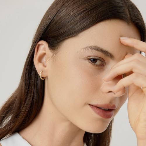 Image of BISAER Silver Huggie Hoop Earrings for Women, 925 Sterling Silver Post Star Small Hoop Earrings Hypoallergenic Lightweight Everyday Jewelry Gift Cute
