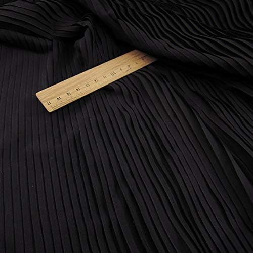 Pukido Black Chiffon Accordion Pleated Fabric for Pleated Dress, Accordion Chiffon Fabric by The Yard