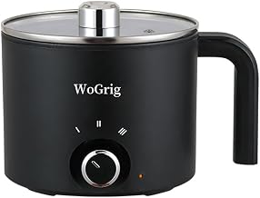 1.8L Electric Hot Pot,Ramen Cooker, Dual power supply Mini Portable Multi-Functional Lazy Pot for Pasta, Noodles, Egg, Soup,Rice,Non-Stick Noodle Cooker with Boil Dry Protection for Dorm, Office