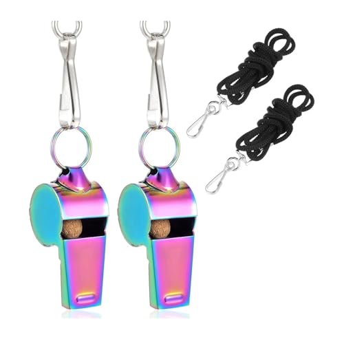 Silbatos deportivos pack de 10 acero inoxidable con cuerda miniatura 1