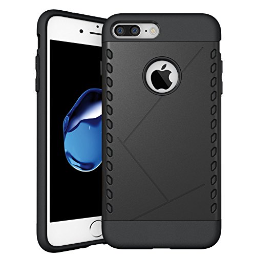 iPhone 7 Plus Case,GEENKER Heavy Duty Dual layer Rugged Flexible Shock-Absorption Soft Silicone Bumper and Anti-Scratch Hard Rigid PC Cover Combo Hybrid Protective Case for Apple iPhone 7 Plus -Black
