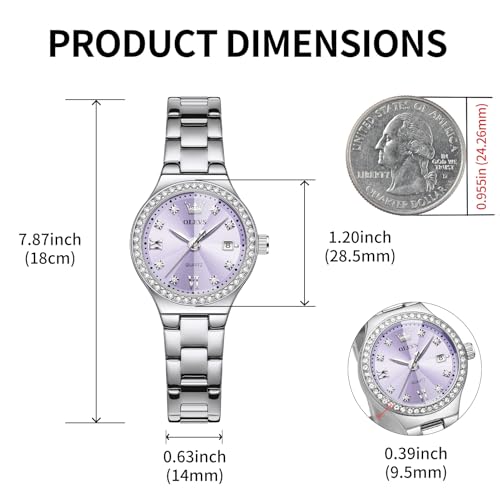 Image of OLEVS Watch Women Silver Stainless Steel Dress Analog Luminous Watch