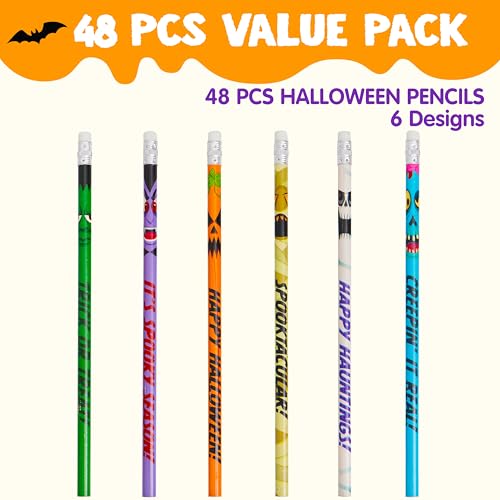 Lápices Halloween con borrador JOYIN 48 piezas miniatura 2