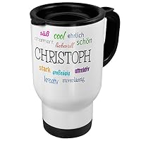Personalisiert Tasse Für Christoph – Namensbecher Mit Positiven Eigenschaften, 325 Ml, Blau