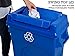 United Solutions 23 Gallon Highboy Plastic Recycling Bin Kitchen Trash Can with Lid, Pass Through Handles, and Dustpan Edge, Blue
