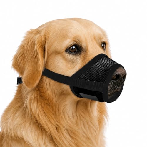 Lysjoy Museliere pour Chiens, Boucle Réglable Musoliaire Chien, Doux et Respirant Chien Muselière pour Petit Moyen Grand Chien(Teckel, Labrador, Chihuahua,...