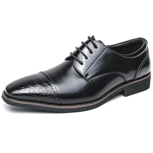 YZABEL Men’s Carved Leather Dress Shoes, Cowhide Brock Oxfords for Business, Work, Urban Walking Banquet Events Formal Business Lace Up Pointed Toe Office Leather Shoes
