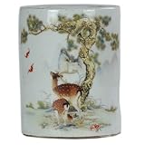 Material: Keramik 10,5 cm großer Porzellan-Stifthalter mit Rosenmotiv, antikes Porzellan, Ornamente