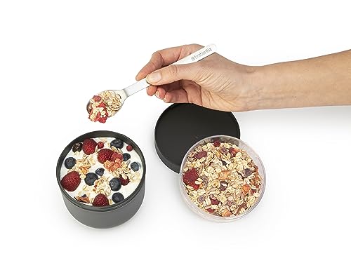 Brabantia - Make & Take Breakfast Bowl 0.5L - with Screw-On Ingredients Container (180 ml) - Leakproof - Large Opening - Suitable for Freezer - Dishwasher & Microwave Safe - Dark Grey - Image 4