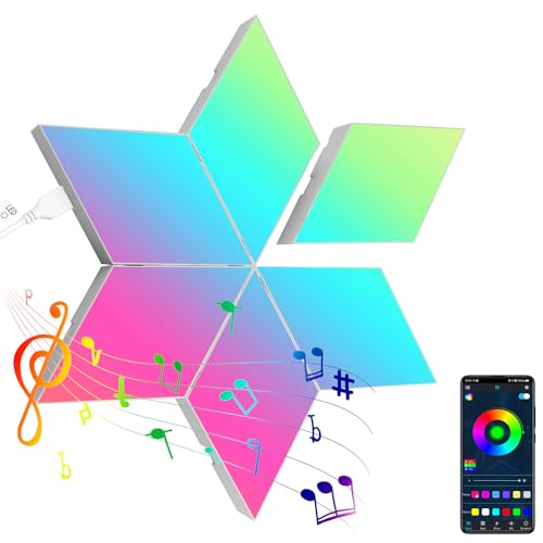 HaoDrisk Panneau LED Quadrilatère Gaming Murale Lampe — 12pcs RGB Modulaires Deco Mural Lampe Music Sync App&Télécommande Contrôle d'épissage Lights HaoDrisk Panneau LED Quadrilatère Gaming Murale Lampe — 12pcs RGB Modulaires Deco Mural Lampe Music Sync App&Télécommande Contrôle d'épissage Lights
