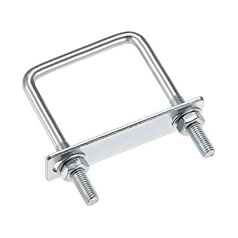 sourcing map 4 Stück M8 Vierkant U-Bolzen Quadratische Bügelbolzen 60x100mm mit Mutternrahmen und Befestigungselementen, Kohlenstoffstahl Cover