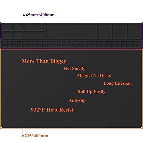 Soldering Board Solder Mat Large Silicone Tool Work Project Mat Workbench Cover For Soldering Iron Gun Holder Utility Repair Mat Heat Resistant Reach 932°F With Size 15.8 Inch X 11.8 Inch #TOP2