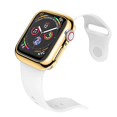 Image of Case for Apple Watch Series 9 8 7 41mm /Series 6 5 4 SE 40mm, Plated Shiny Soft TPU Cover Iwatch Bumper [No Front Screen Protector] (Gold)