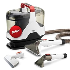Ufesa Eden 600 Aspiradora de Tapicerías con Agua 600W, Doble Depósito, Succión de Líquidos y Sólidos, Cepillo Multifunción, Accesorio Limpiacristales, Ideal para Alfombras, Sofás, Coche y Cristales