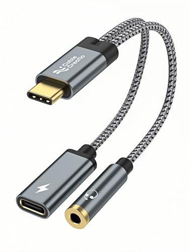 Image of CableCreation USB C to 3.5mm Headphone and Charger Adapter, 2 in 1 USB-C to Aux Audio Jack with PD 60W Fast Charge, Wired Headphone adapter for iPhone 15 /15 Pro Max, Galaxy S23 /S22 /S21 Ultra, iPad Pro