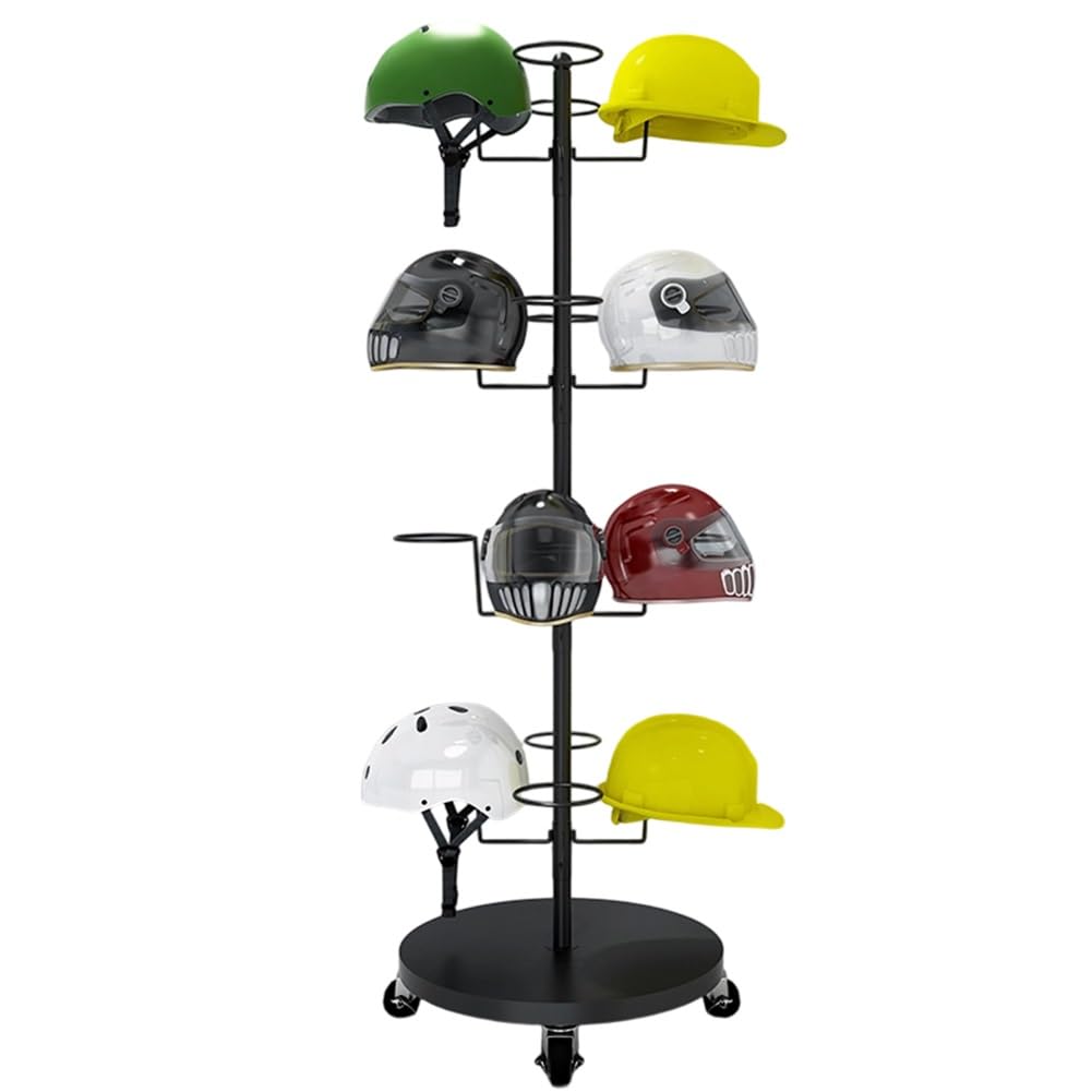 YNBSHGAA Freestanding Hat Display Rack with 360° Rotation and Wheels for Retail Stores and Closet Organization,Black-55x177cm