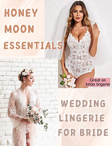 Avidlove Sexy Lingerie for Women Deep V Teddy Sheer Lace Bodysuit Snap Crotch One Piece Babydoll