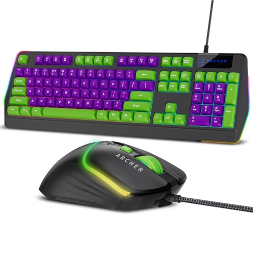 Image of Archer Tech Lab Wired Gaming Keyboard and Mouse Combo|Full Size 104 Keys,19 Anti-Ghosting| 6 Button Mouse Adjustable 7200 DPI,13 RGB Modes,Braided Cable|for PC, Laptop,Windows, Mac,Linux(G200)