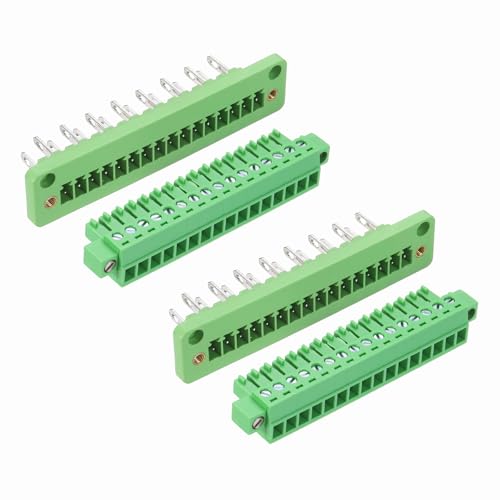 sourcing map 2 Set 16-Pin 3.5mm Pitch Pluggable Screw Terminal Block Connectors, PA66 300V 8A Through-Wall PCB Terminal Connectors for DIY Electronics Automation Power Modules, 22-12AWG Cable