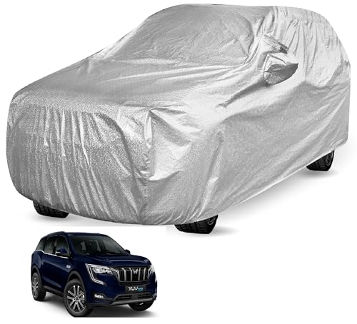 Image of Auto Hub Waterproof Car Cover Compatible with Mahindra XUV 700 with Mirror Pockets, Soft Cotton Lining, XUV 700 Car Cover Waterproof, Metallic Silver