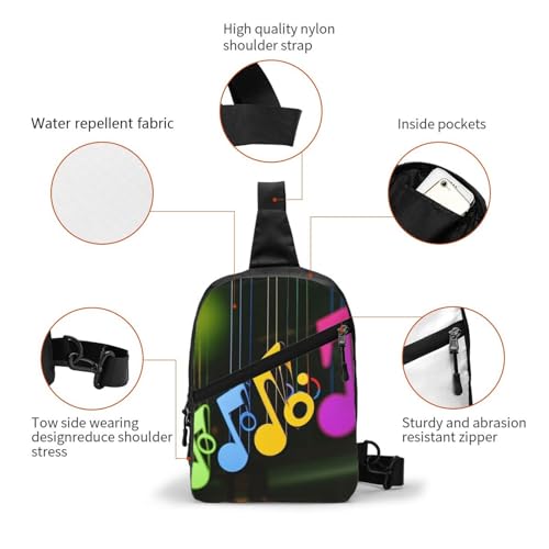 Colorful Music Notes (1) Print Men's and Women's Foldable Crossbody Bag,Sports Crossbody Bags,and Daily Chest Bags3