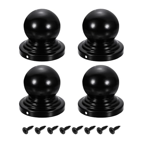 Capuchon de poteau de clôture anti-pourrissement bois 8,9 cm en fer étanche noir avec vis