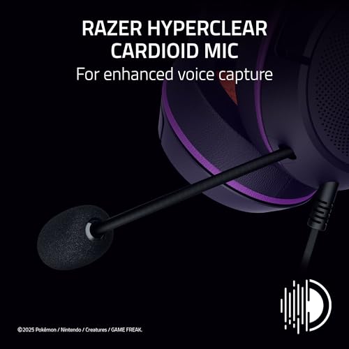 Image of Razer Kraken Kitty V2 USB Wired Headset: Gengar Spikes - Stream Reactive Lighting - HyperClear Cardioid Mic - 40 mm Drivers - 7.1 Surround Sound - Comfortable Ear Cushions - Pokemon Gengar Edition