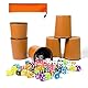 Würfelbecher Set 6, kniffelbecher,Schocken Set, 6 leise Würfelbecher Set und 36 bunte Würfeln (16 mm) mit 36 spielwürfel (16 mm) ,würfelbecher leder, für Bar-Party Würfelspiele,Casual Games,Braun
