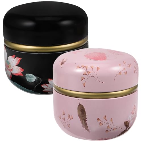 Cabilock Tarros Metálicos para Té Perfumado 50 G Juego de 2 Latas Herméticas con Tapa Interior Recipientes Pequeños para Almacenar Dulces Talco Corporal y Hierbas Aromáticas Diseño