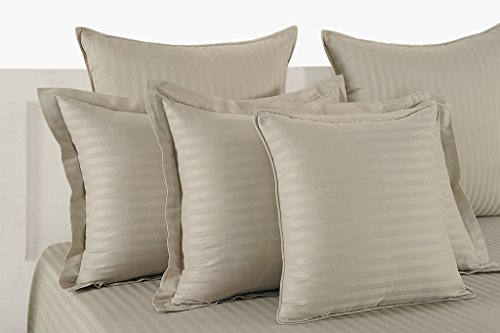 Image of Swayam 100% Cotton Double Bedsheet with 2 Pillow Covers | 300 TC Soft Breathable Bed Sheet | Striped Printed | Size 90 x 108 inch | Comfortable & Durable for Bedroom - Beige