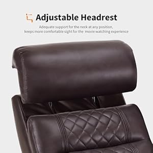 MCombo Power Recliner Chair with Adjustable Headrest Home Theater Seating with USB Type C Port Armrest Storage LED Light HTS432SET Dark Brown Single Recliner