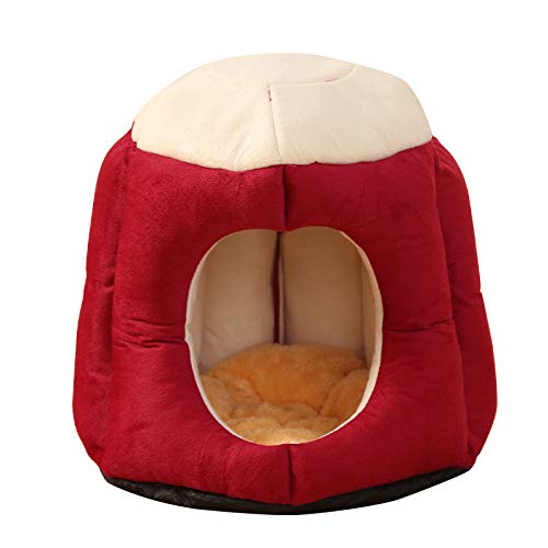Lit pour chat plush cave hideout et coussin mignon pour petit chien