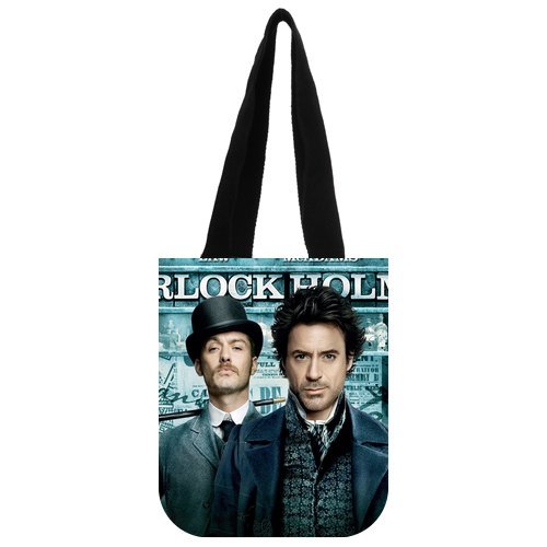 Sherlok Robert Downey jr Custom Cotton Canvas Folding Reusable Grocery Shopping Tote Bag Carrier Bags Two Sides Printed 03