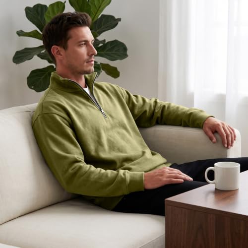 Fleece Sweatshirt Men Comfy Quarter Zip 1/4 Zip Pullover Sweat Shirts - image 3