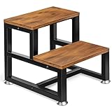FREEAMG 2 Stufen Tritthocker aus Holz für Kinder & Erwachsene, Robuster...