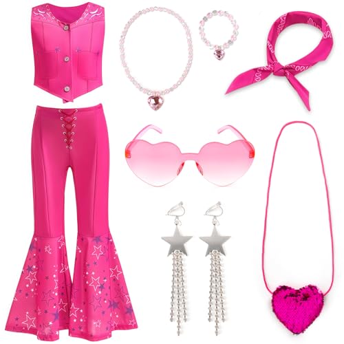 Cubacubo Cowgirl Costume for Girls (No Hat) Kids Western Cowgirl Disco Movie Dress up Outfit Halloween Birthday Party Cosplay