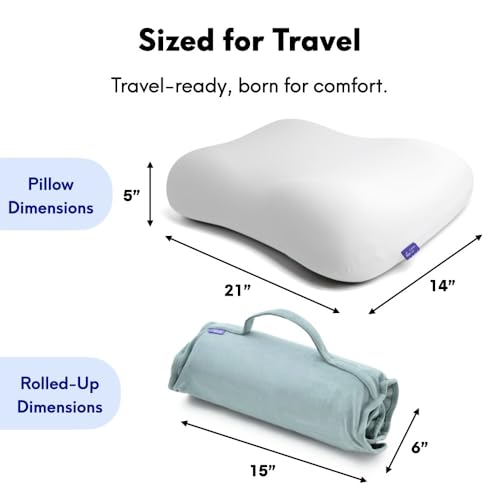 Cushion Lab Travel Deep Sleep Pillow – Compact Memory Foam Neck Pillow for Sleeping, Portable Pillow for Hotels, Camping, Side & Back Sleepers, On-The-Go – Wellness Green - Thumbnail 6