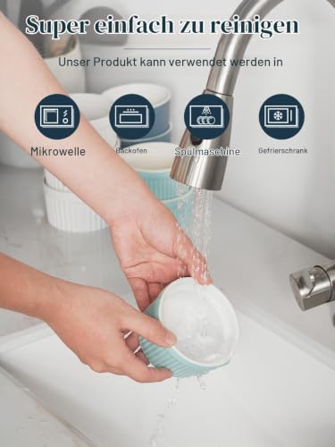 DOWAN Creme Brulee Schälchen, Souffle Förmchen Backofenfest, 6er, 235 ml – Ansicht 5