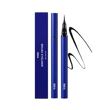 BBIA Never Die Brush Eyeliner - Waterproof & Sweat-proof Liquid Pen Eye Liner No-Skip with Highly Resilient Fine Brush Tip Satin Finish Long-Lasting Quick Dry Vegan Korean Eye Makeup 01 MATTE BLACK