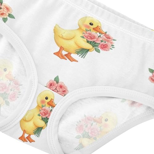 Cotton Toddlers Underwear Floral Cute Yellow Ducks Flowers Floral Cute Panties Girl Personalized Briefs Underpants 2t4