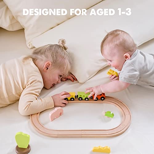 Toddler Toys Wooden Train Set For Toddler With Train Tracks, Train Toys Toddler Train Set For 18 Month 1 2 3 4 Year Old Boys And Girls, Wooden Train Track #TOP5