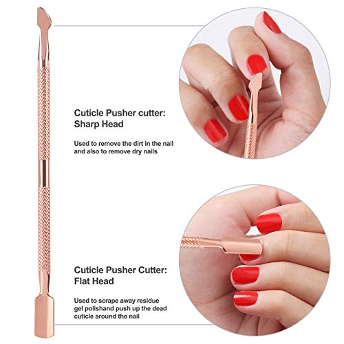 Cuticle Trimmer With Cuticle Pusher And Cutter,Yinyin Cuticle Remover Cutter Nipper Clippers Durable Pedicure Manicure Tools For Fingernails And Toenails(D501-Rosegold)… #TOP4