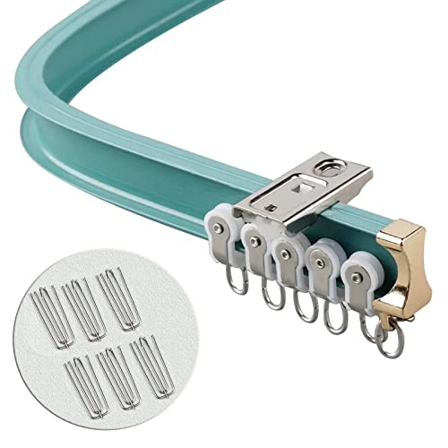 WQPMNYG Adjustable Aluminum Shower Curtain Track System 0.9m-6.7m Wall-Mounted with Hooks & 2.8m Support Bracket - Perfect for Home Decor & Easy Installation