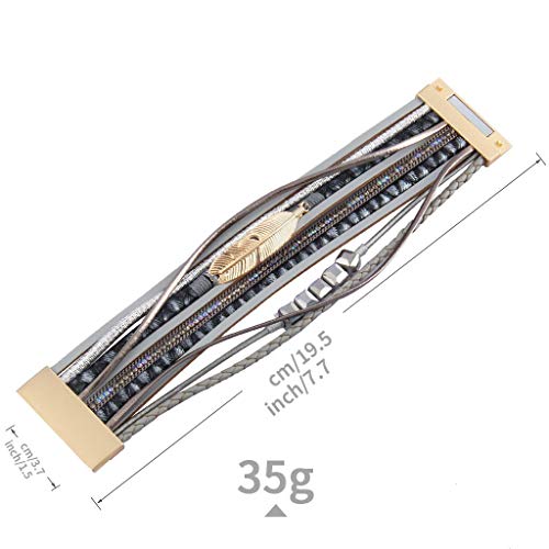 Gelconnie Wrap Bracelets For Women Feather Cuff Bracelet Multilayer Bohemian Bracelet Boho Jewelry Crystal Bracelet Leather Wristbands Jewelry Gift For Sisters, Teen Girls And Mother #TOP3