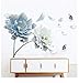 Adesivo Murale Grandi Fiori Blu Bianchi Farfalla Loto Adesivi Murali Rimovibili 3D Wall Art Decalcomanie Arte Murale Per Soggiorno Camera Da Letto Decor 125X78 Cm