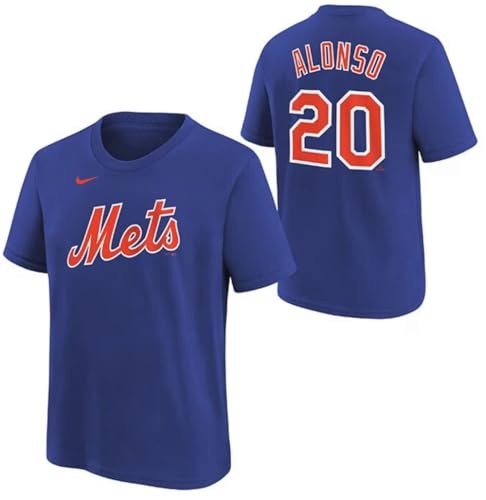 Nike Pete Alonso #20 New York Mets Name Number Player T-Shirt - Youth Boys (8-20) (US, Numeric, 14, 16, Regular, Royal Blue)