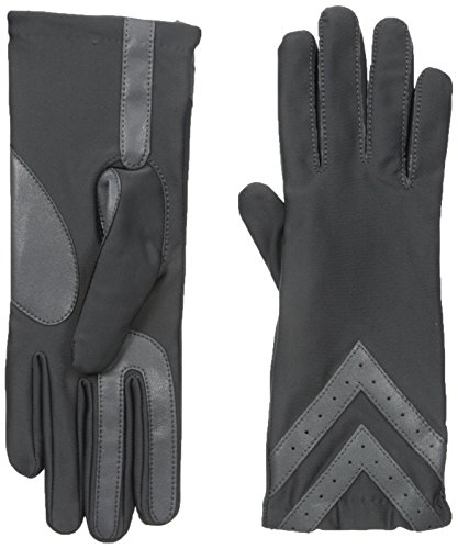 isotoner Gants en élasthanne pour écran tactile pour femme avec doublure en polaire chaude et détails chevrons - - Small/Medium
