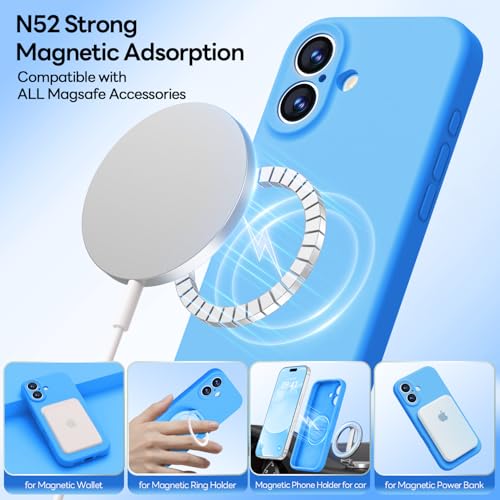 Image of LOVE 3000 Designed for iPhone 17 Case, Premium Silicone [Compatible with Magsafe][Soft Anti-Scratch Microfiber Lining] Shockproof Protective Phone Case for Men Women 6.3 inch, Blue