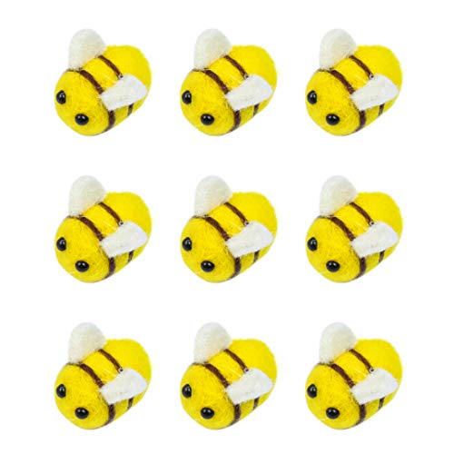 AUEAR, 10 Pack Wool Felt Cute Bumble Bee Craft Ball Mini Crafts Honey Pom for Nursery Tent Decor Scrapbooking Accessories DIY Decoration